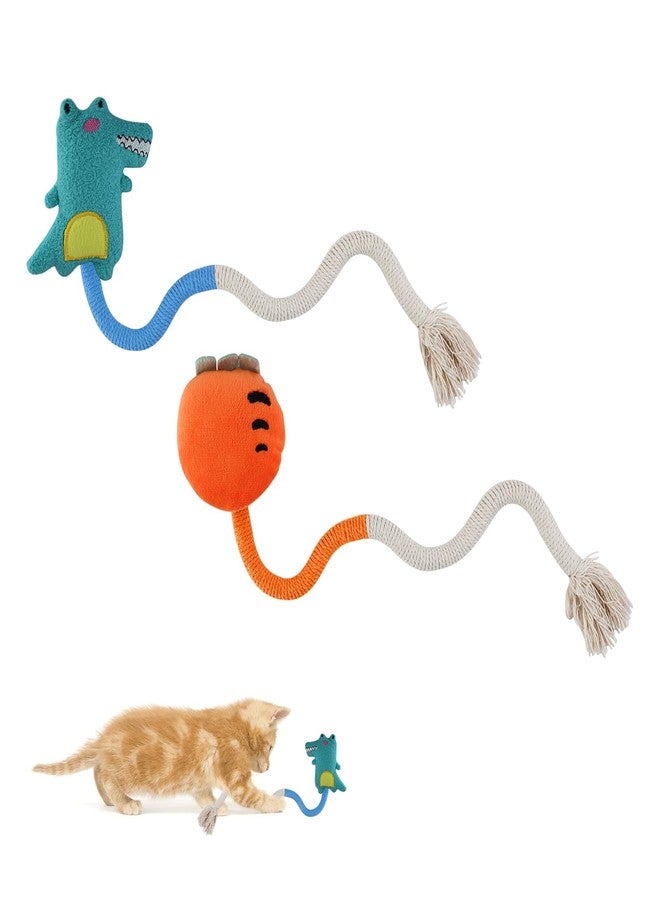 Andiker 2 PCS Cat Chew Ropes, Cat Chew Toy with Cartoon Kitten Plush Toys with Catnip Inside Interactive Cat Toys for Indoor Cats to Bite, Grasp, Kick and Clean Teeth (Small 1, Carrot&Crocodile) - Image 1